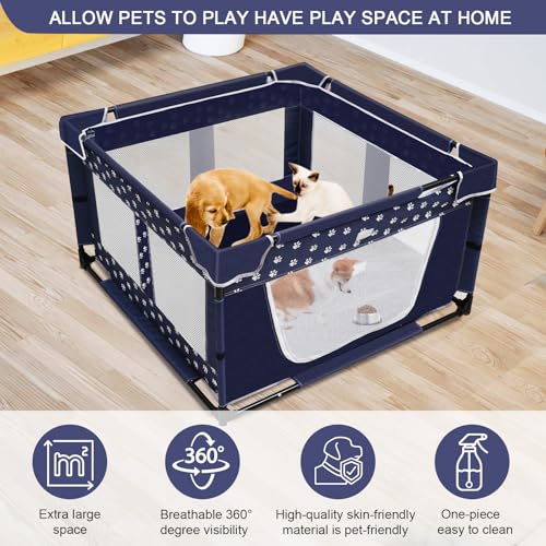 New Generic Puppy Playpen with Zipper Gate | 43.3 × 43.3 in