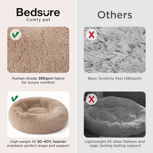 New Bedsure Calming Donut Dog Bed for Extra Large Dogs | Camel