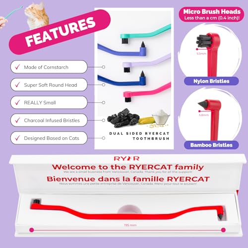 New RYERCAT Dual Sided Cat Toothbrush with Micro Head | Candy Cane