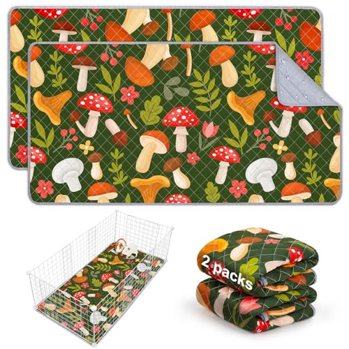 New Bienbee Guinea Pig Bedding Reusable Cage Liner | Mushroom, 2 pack 47" x 24"