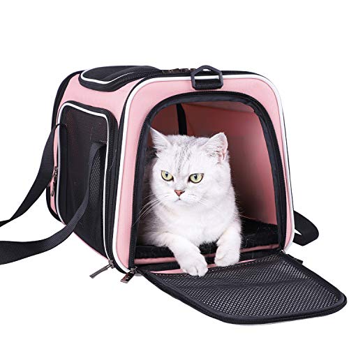 New petisfam Soft Pet Carrier w/ Cozy Bed | Pink, Medium Size