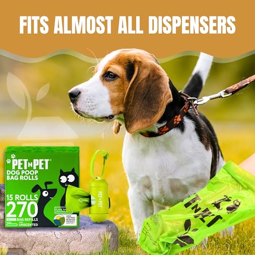New PET N PET Poop Bags for Dogs | Green, Unscented, 270 Count, 9" x 13"