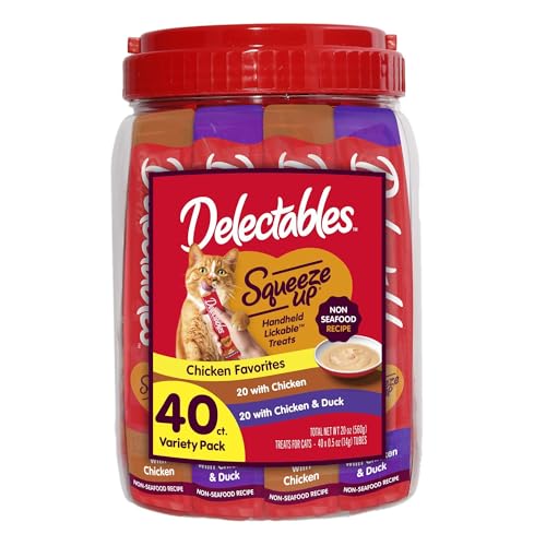 New Delectables Squeeze Up Non Seafood Lickable Wet Cat Treats | 40 tubes (0.5 oz each), Chicken Variety Pack