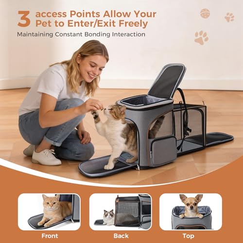 New Lekereise Expandable Pet Carrier Backpack | Grey
