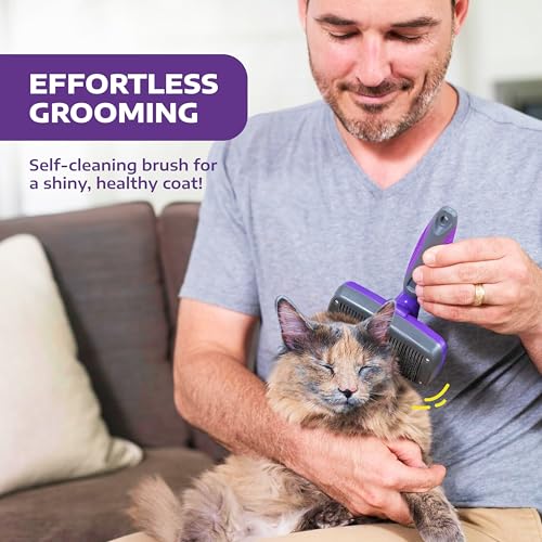 New Hertzko Self Cleaning Slicker Brush for Dogs and Cats | Purple