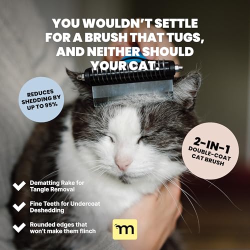 New MalsiPree Cat Shedding Brush 2-in-1 Deshedding Tool & Undercoat Rake | Blue