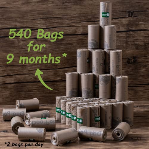 New Greener Walker Poop Bags for Dog Waste | Brown, 540 Bags
