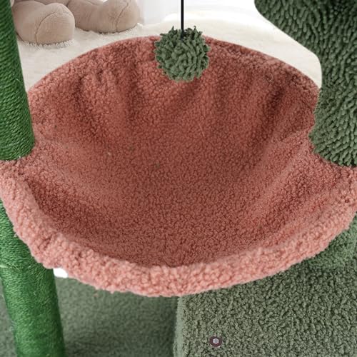 New AIWIKIDE 37.4" Cactus Cat Tree Tower with Twin Cat Condos | Green