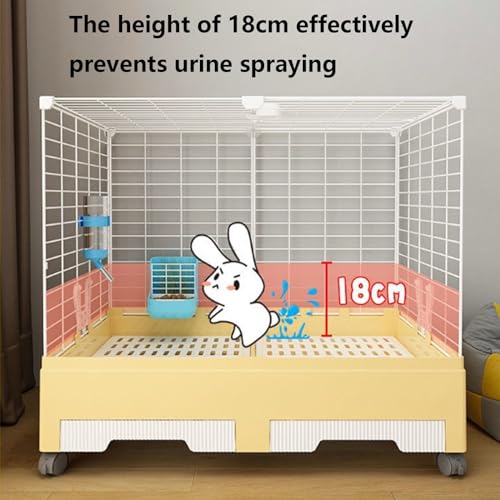 New KOMFGT Rabbit Cage Indoor Bunny Hutch with 2 Pull-Out Trays & Urine Guard | Pink B