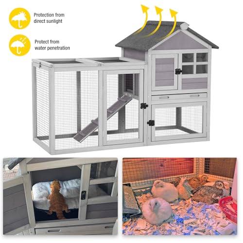 New Aivituvin Rabbit Hutch Indoor Bunny Cage (51.6" - 1 Set, Grey)