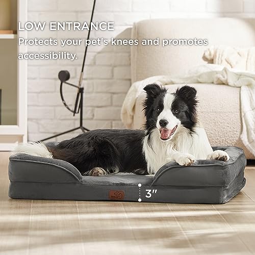 New Bedsure Orthopedic Large Sized Dog Bed | Dark Grey, 35"