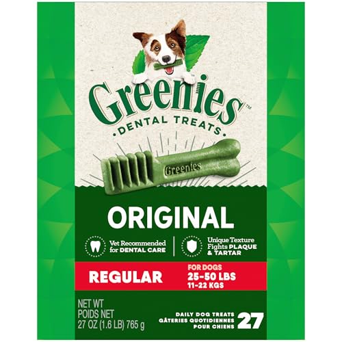New Greenies Original Regular Dental Dog Treats | 27 oz (27 treats)