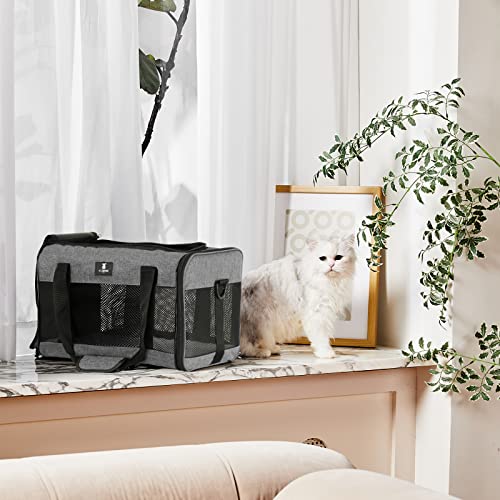 New XZONE PET Cat & Dog Travel Bag | Grey, 17″ × 11″ × 11″, Up to 15 lbs