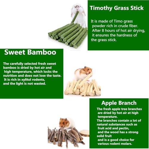 New Dbeans Flourithing 600g Guinea Pig and Rabbit Chew Toys Sweet Bamboo and Timothy Apple Sticks | Natural, 600g