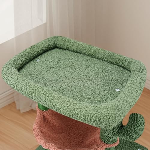 New AIWIKIDE 37.4" Cactus Cat Tree Tower with Twin Cat Condos | Green