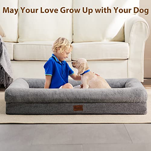 New BFPETHOME Orthopedic Dog Bed for Large Sized Dogs | Grey, L(35*23*6inch)