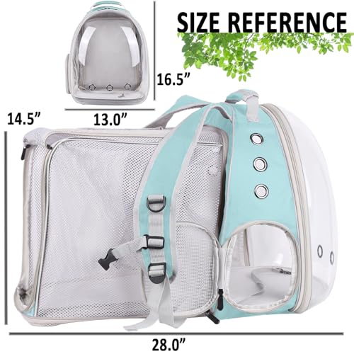 New halinfer Dual-Extension Pet Backpack Space Capsule | Green, Square Back