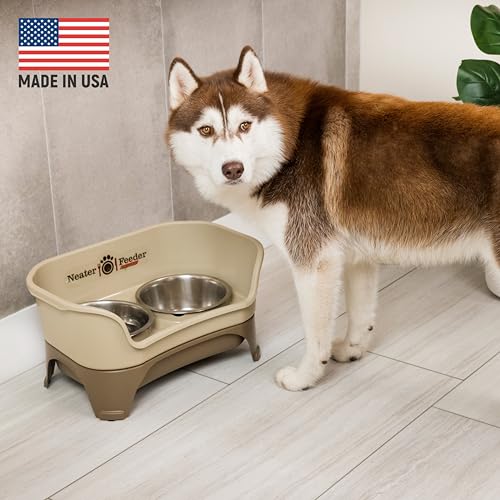 New Neater Feeder Express Mess Proof Elevated Dog Bowls | Cappuccino, Medium/Large
