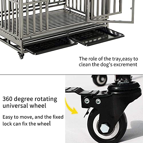 New KELIXU 46” Heavy Duty Dog Crate Large Dog Cage Metal Kennels | Black - Large
