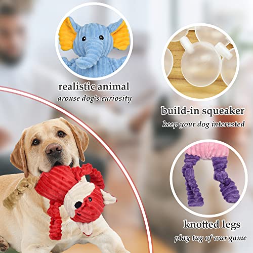 New LECHONG Tough Stuffed Squeaky Plush Bundle | Multi-Color, 5-Pack