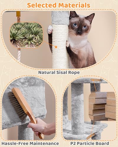 New Yaheetech Multi-Level Cat Tree with Perch Hammock & Condo | 63"