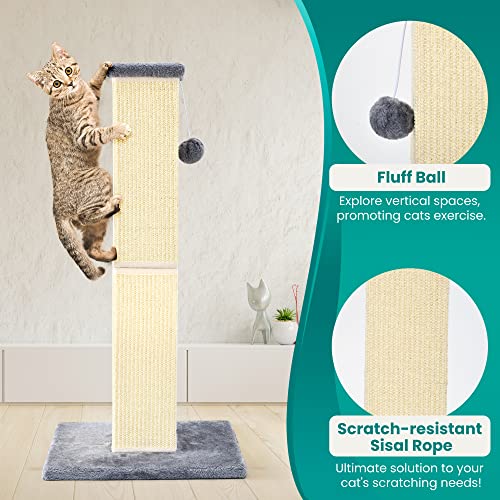 New YULOYI Cat Scratching Post Tall Sisal Scratch Post | Grey, 32"