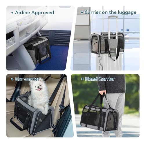 New Petsfit Airline Approved Soft Sided Carrier | 18″ × 11″ × 11″, Grey