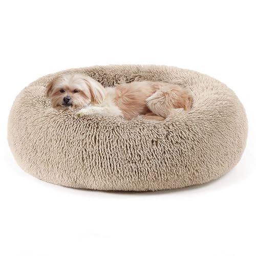 New Calming Dog Bed & Cat Bed, Anti-Anxiety Donut Cuddler | Brown, 20.0"L x 20.0"W x 8.0"Th