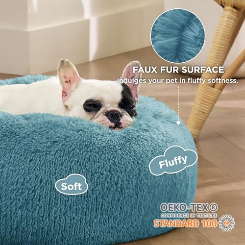 New Bedsure Calming Dog Bed for Small Dogs  | 23 inches, Washed Blue