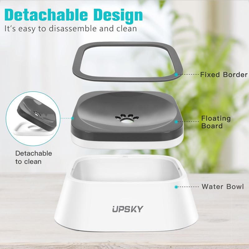 New UPSKY No-Spill Pet Water Bowl (Slow Water Feeder) | 35 oz