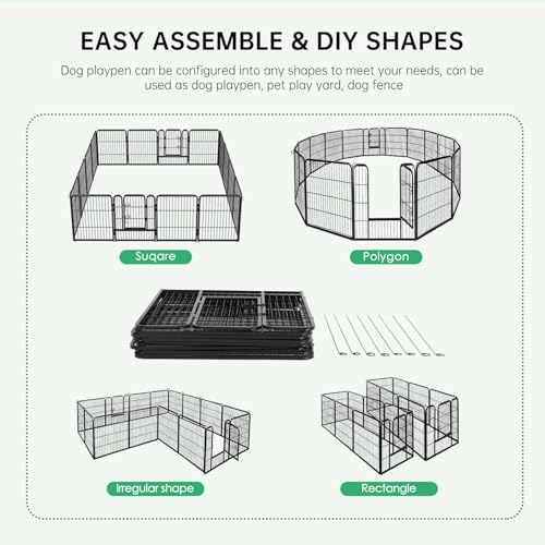New BestPet Heavy Duty Metal Dog Playpen (16 Panels) | 40 in H, Black