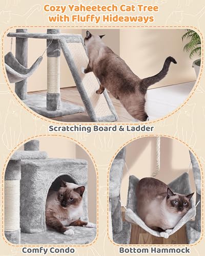 New Yaheetech Multi-Level Cat Tree with Perch Hammock & Condo | 63"