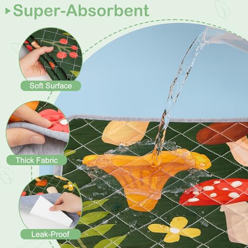 New Bienbee Guinea Pig Bedding Reusable Cage Liner | Mushroom, 2 pack 47" x 24"