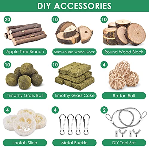 New KATUMO Rabbit Chew Toys DIY Hamster Chew Kit Bunny Teeth Care Molar Toys | 74 pcs