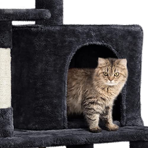 New Yaheetech Multi-Level Pet Furniture with Sisal Posts & Condo | Black, 63"