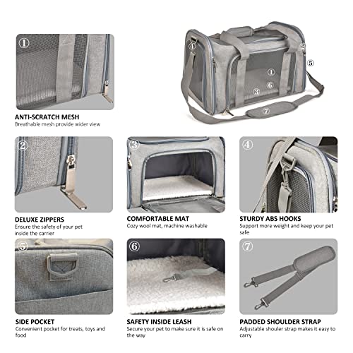 New Henkelion Cat & Dog Carrier | Grey, Up to 15 lbs