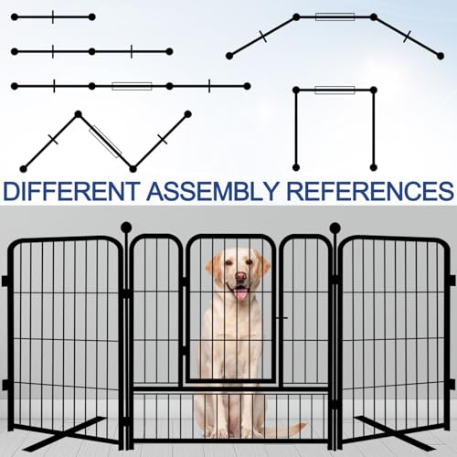 New GXSDJ Metal Dog Playpen with Door and Foot Support | 82.5 × 32 in, Black