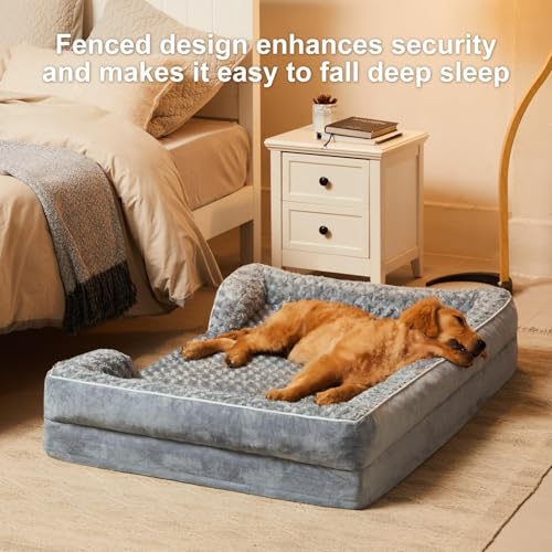 New WNPETHOME Large Sized Dog Bed | Grey, 36"L x 27"W x 6.5"Th