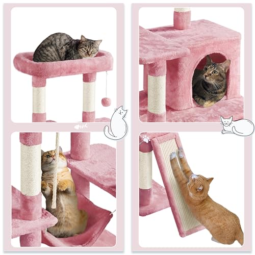 New Yaheetech Multi-Level Kitten Tree with Sisal Posts & Condo | Pink, 63"