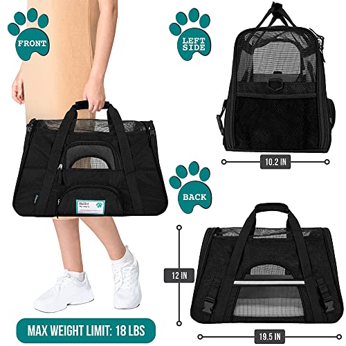 New PetAmi Airline Approved Pet Carrier | Large Black, Medium/Large Kitten & Puppy Size