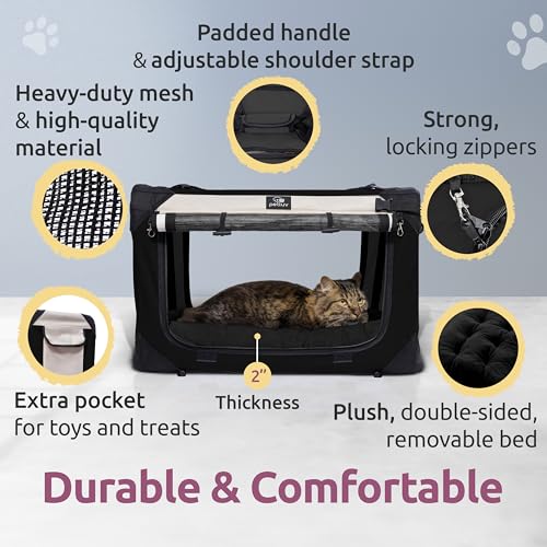 New PetLuv Soft-Sided Carrier | Large 24"×16"×16", Black