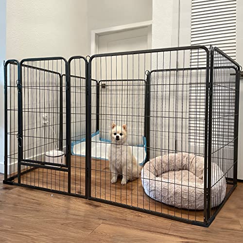 New Generic Foldable Pet Exercise Fence with Gate | 31 in H (8 Panels), Black