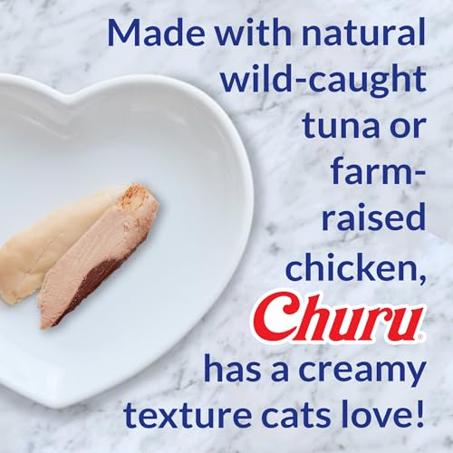 New INABA Churu Cat Treats Creamy Purée | 24 tubes (0.5 oz each), Tuna with Cheese