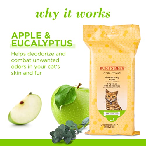 New Burt's Bees for Pets Deodorizing Cat Wipes | 50 count