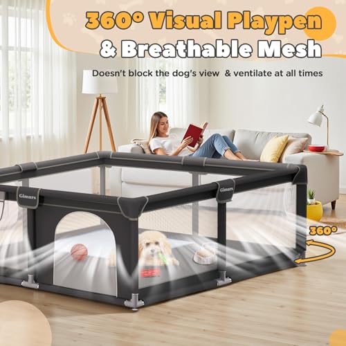New Generic Puppy Playpen with Gate | 50 × 50 × 26 in, Gray Nylon Mesh