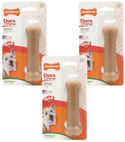 New Nylabone Dura Chew Bacon Bone | Natural, Regular (3-Pack)
