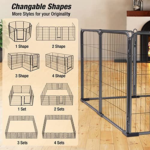 New Generic Foldable Pet Exercise Fence with Gate | 31 in H (8 Panels), Black