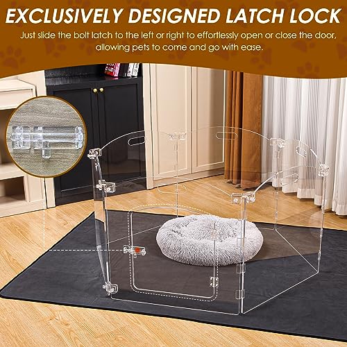New Feoyoho 2-in-1 Acrylic Dog Playpen / Extra Wide Gate (6 Panels) | 24 in H, Clear Acrylic