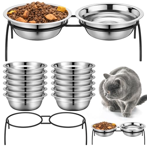 New Yiyiring 12 Pack Stainless Steel Cat Food Bowls with Metal Stand | 12 pack, 5.5 inch