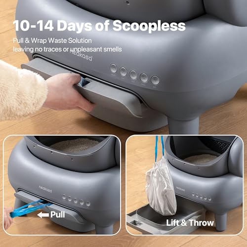 New Neakasa M1 Bundle Open-Top Self-Cleaning Cat Litter Box | Bundle with 4 Rolls (60 pcs) + 2 Extra Rolls